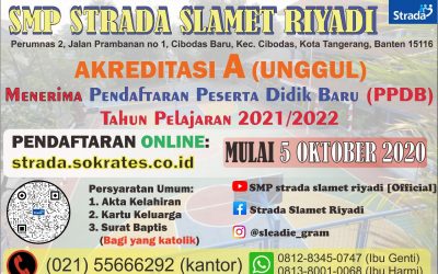 Penerimaan Peserta Didik Baru SMP Strada Slamet Riyadi Tahun Pelajaran 2021-2022